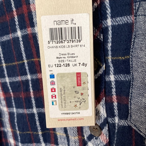 Name It Boys Size 7-8Y, Button Down Plaid Flannel Shirt - Picture 12 of 13